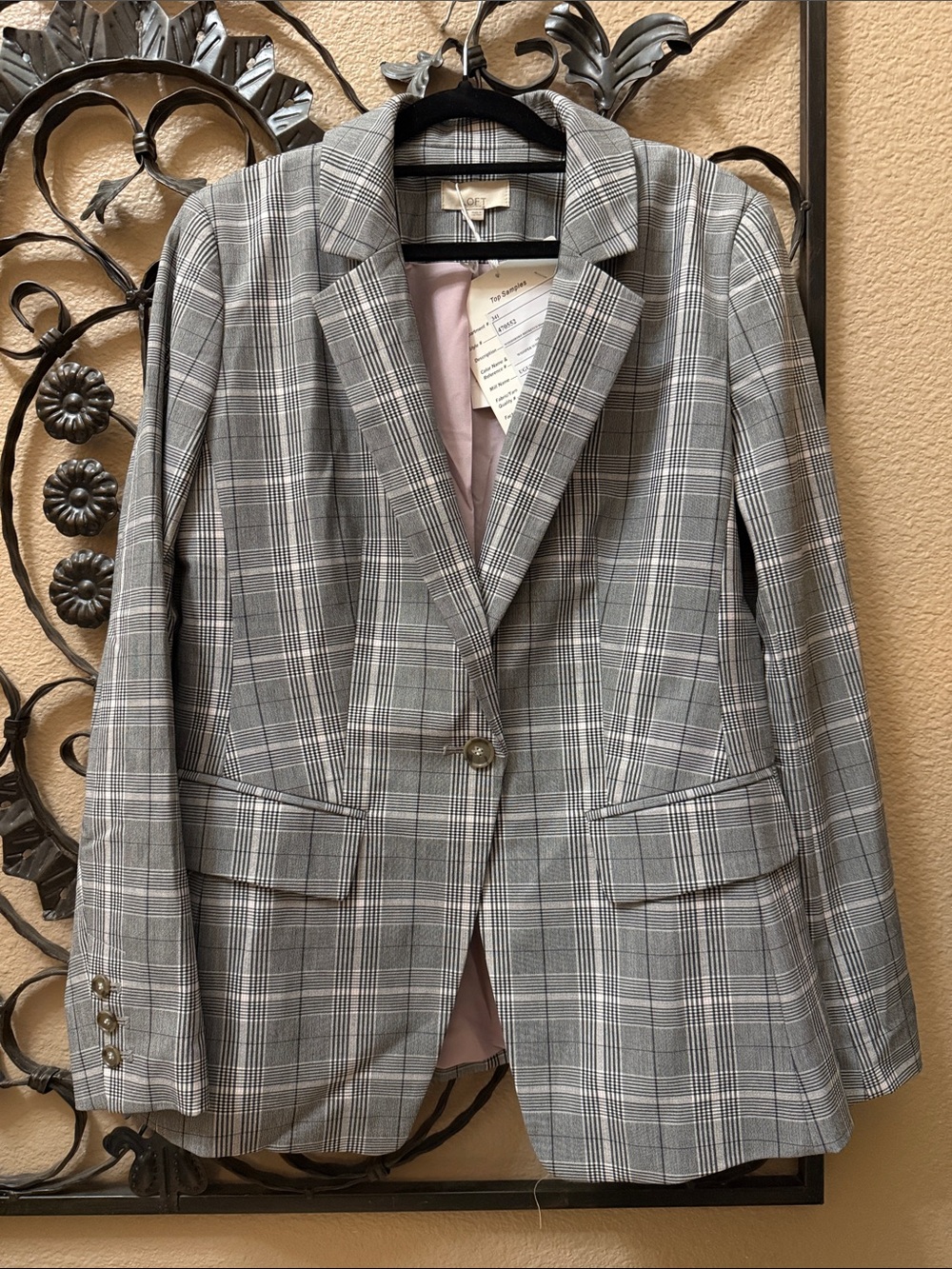 LOFT Gray Plaid Single-Button Women's Blazer Size 8 NWT